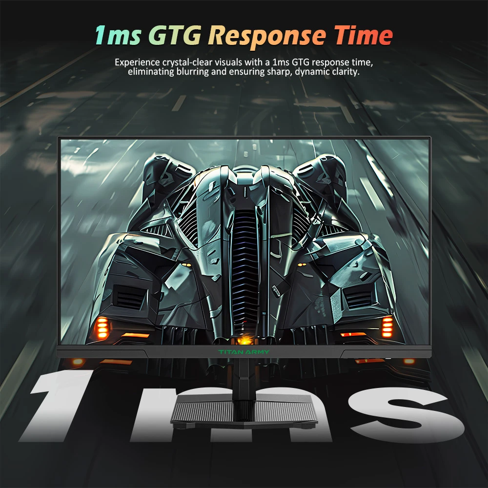 TITAN ARMY P2510G Gaming Monitor, 24.5'' 1920*1080 FAST IPS Screen, 180Hz Refresh Rate, HDR10, 99% sRGB, 1ms GTG, Adaptive Sync, Dynamic OD, Game Assist, 8 Scene Modes, Hardware Low Blue Light, Adjustable Tilt, VESA Mount, 1*HDMI2.0 1*DP1.4 1* Audio