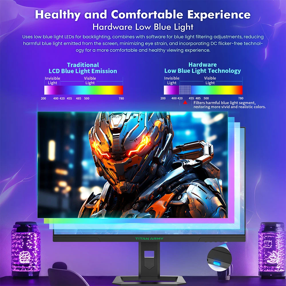 TITAN ARMY P2710S Gaming Monitor, 27-inch 2560*1440 16:9 Fast IPS LCD Screen, 240Hz Refresh Rate, 1ms GTG, HDR 400, Adaptive-Sync, Dynamic OD, Game Mode & 10 scenario Modes, PBP & PIP Split-screen Mode, Rotating Stand, Wall Mounting