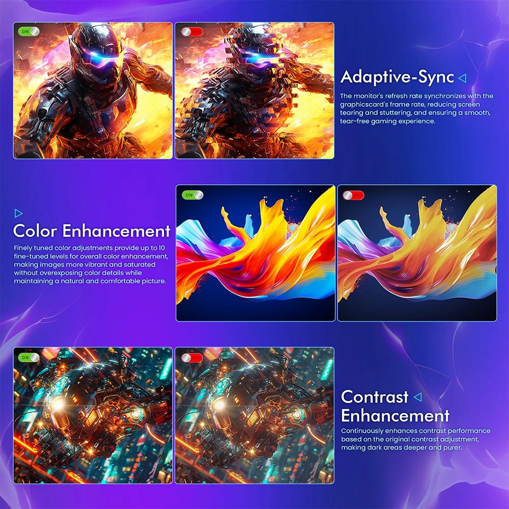 TITAN ARMY P2710S Gaming Monitor, 27-inch 2560*1440 16:9 Fast IPS LCD Screen, 240Hz Refresh Rate, 1ms GTG, HDR 400, Adaptive-Sync, Dynamic OD, Game Mode & 10 scenario Modes, PBP & PIP Split-screen Mode, Rotating Stand, Wall Mounting