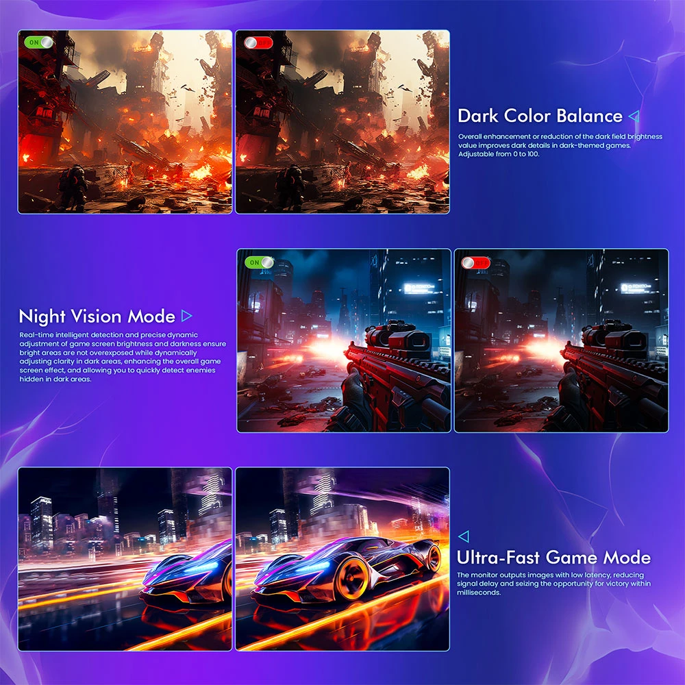 TITAN ARMY P2710S Gaming Monitor, 27-inch 2560*1440 16:9 Fast IPS LCD Screen, 240Hz Refresh Rate, 1ms GTG, HDR 400, Adaptive-Sync, Dynamic OD, Game Mode & 10 scenario Modes, PBP & PIP Split-screen Mode, Rotating Stand, Wall Mounting