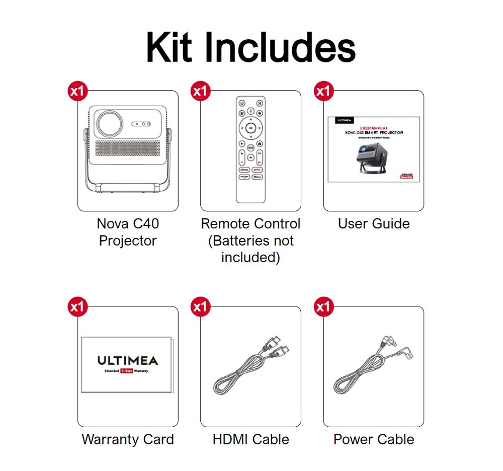 ULTIMEA Nova C40 Projector with Gimbal Stand, 600 ANSI, 4K Decoding, Native 1080P, Bluetooth 5.3, Android TV 11.0, Dolby Audio, Auto Focus & Keystone