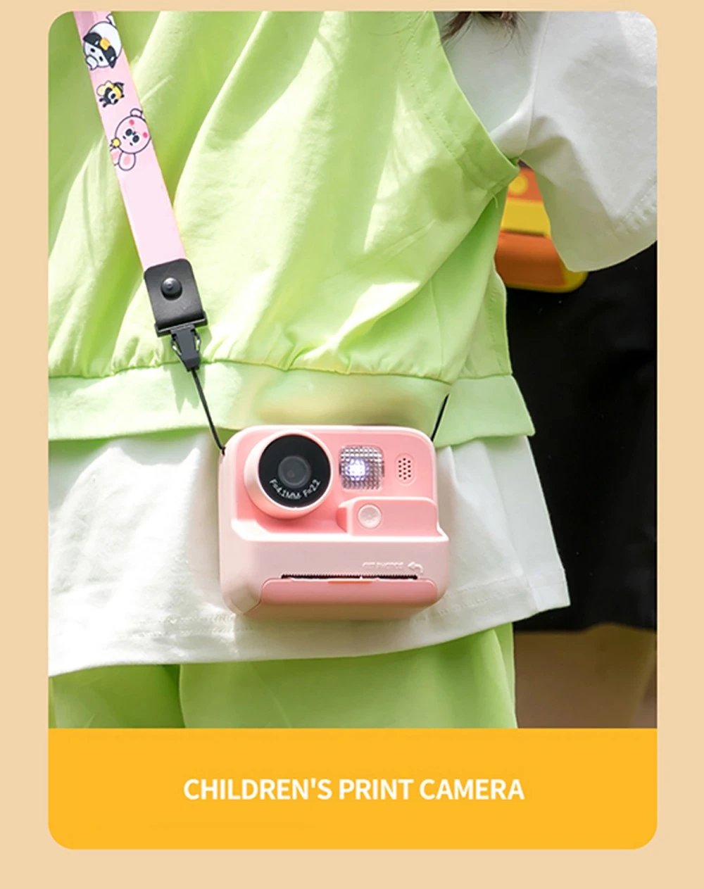 WOWKIDS K27 Kids Instant Print Camera, 48MP Front & Rear Dual Cameras, 1080P Resolution, 4 Filters, 32GB TF Card, 1400mAh Battery - Pink