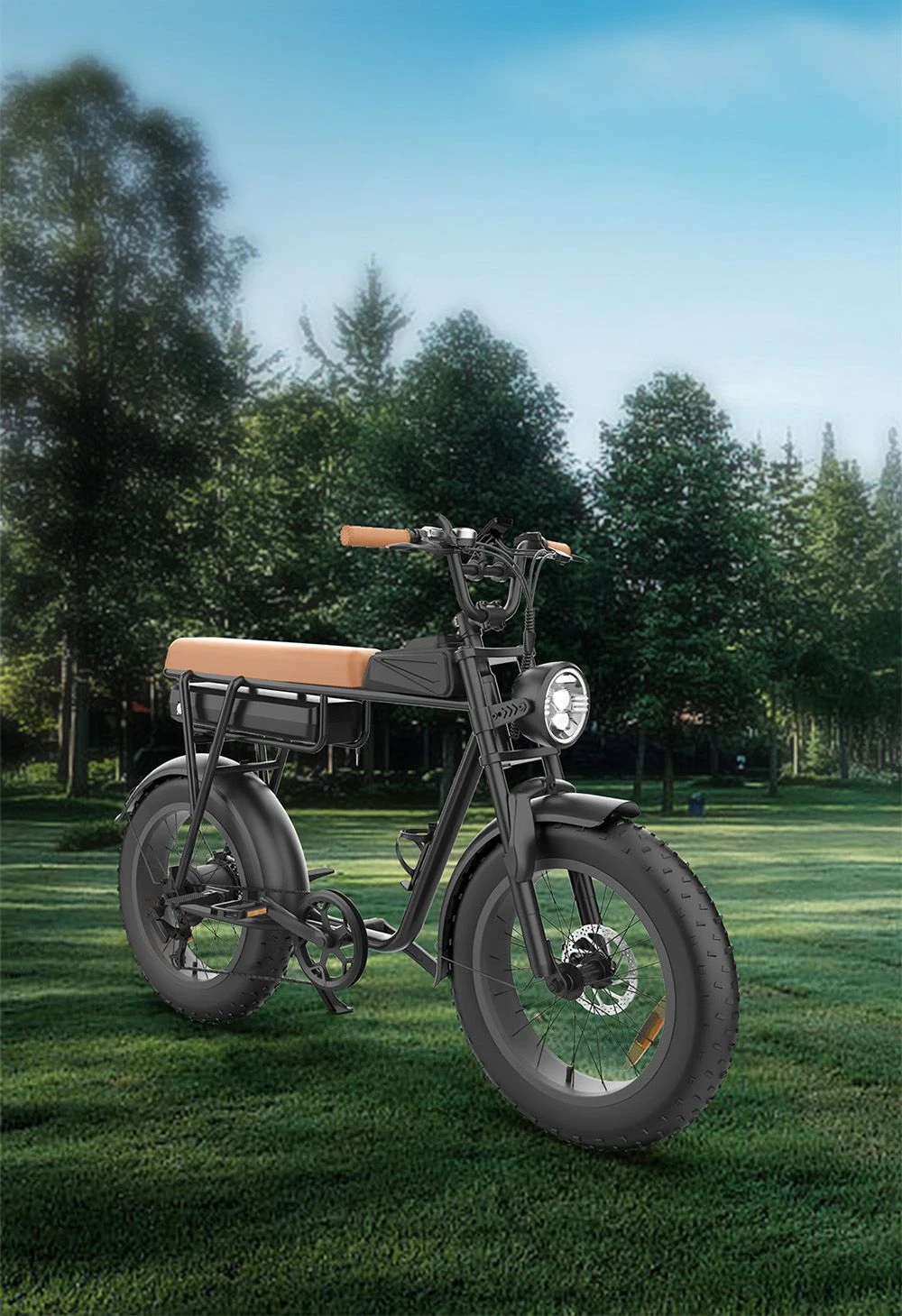 YAMALI FXH-006 Electric Bike, 350W Motor, 48V 18Ah Battery, 20*4'' Fat Tires, 40km/h Max Speed, 50km Range, Shimano 7 Speed, Front & Rear Mechanical Disc Brakes, Shimano 7 Speed, LCD Display - Black