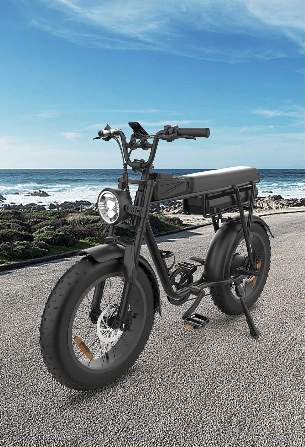 YAMALI FXH-006 Electric Bike, 350W Motor, 48V 18Ah Battery, 20*4'' Fat Tires, 40km/h Max Speed, 50km Range, Shimano 7 Speed, Front & Rear Mechanical Disc Brakes, Shimano 7 Speed, LCD Display - Black