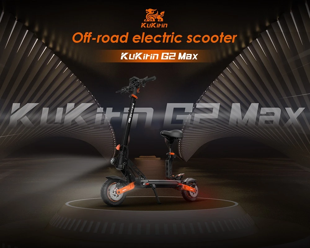 KuKirin G2 Max Electric Scooter 10 Inch Off-road Tires 1000W Motor 55Km/h Max Speed 48V 20Ah Battery 80km Range 120KG Max Load Detachable Seat Adjustable Height