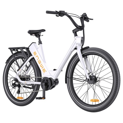 ENGWE P275 ST Urban Electric Bike, 250W Brushless Mid-drive Torque Sensor Motor, 36V 19.2Ah Removable Battery, 260km Max Range, Hydraulic Disc Brake, 27.5'' Spoke Tires, SHIMANO 9-speed - White