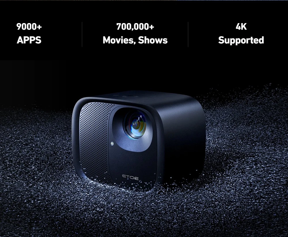 ETOE E3 Pro Projector, 500 ANSI, Native 1080P, 4K Decoding, Google TV, Auto Focus & Keystone Correction - US Plug