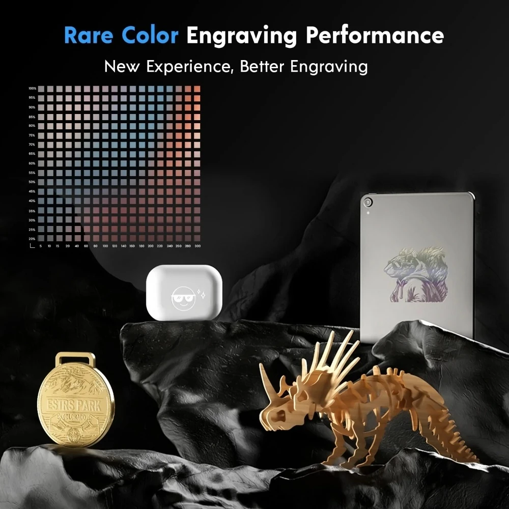 Graveur laser LONGER RAY5 20 W, mise au point fixe, point laser 0,08 x 0,1 mm, écran tactile couleur, chipset 32 bits, prise en charge de la connexion APP, zone de travail 375 x 375 mm