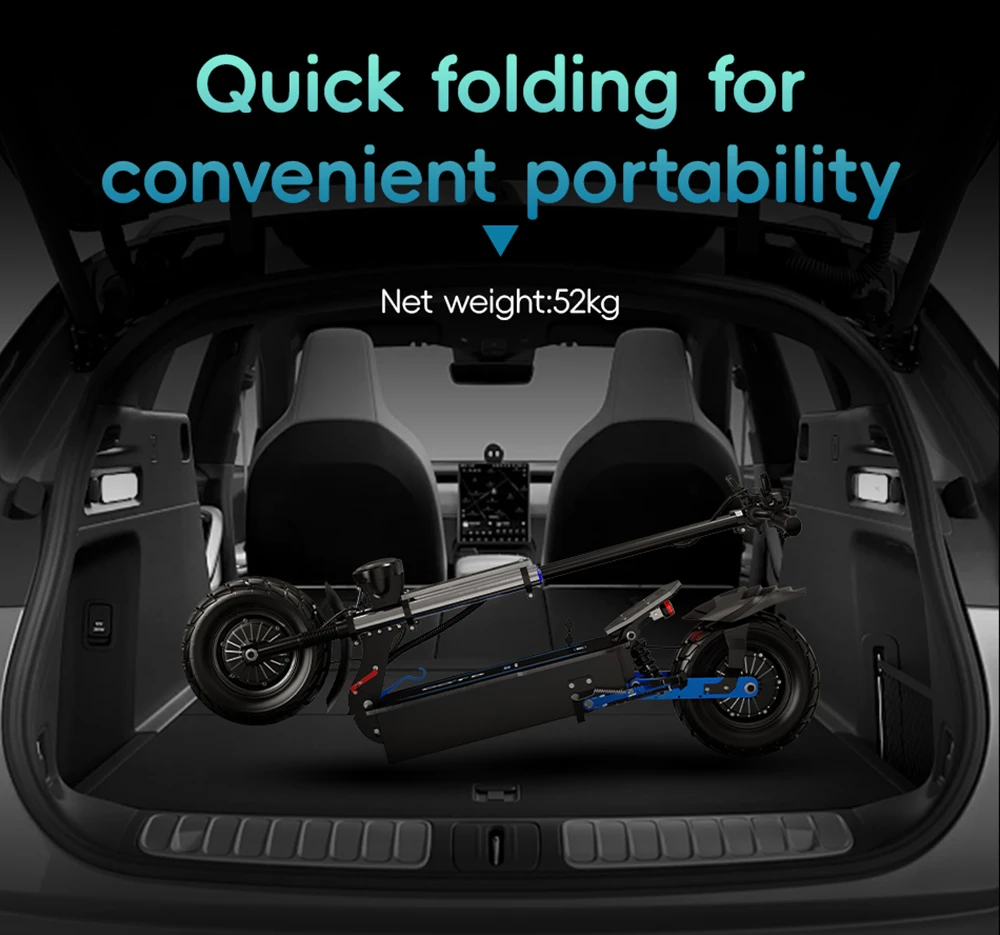 OOTD D99 Off-Road Electric Scooter 13 Inch Tires 3000W*2 Dual Motors 85Km/h Max Speed 60V 40Ah Battery Max 120KM Range 150KG Max Load Dual Shock Absorption with Turn Signal Lights Front & Rear Hydraulic Brake Oil Brake APP - Black
