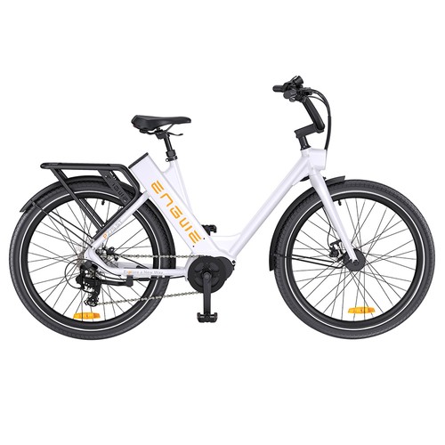 ENGWE P275 ST Urban Electric Bike, 250W Brushless Mid-drive Torque Sensor Motor, 36V 19.2Ah Removable Battery, 260km Max Range, Hydraulic Disc Brake, 27.5'' Spoke Tires, SHIMANO 9-speed - White