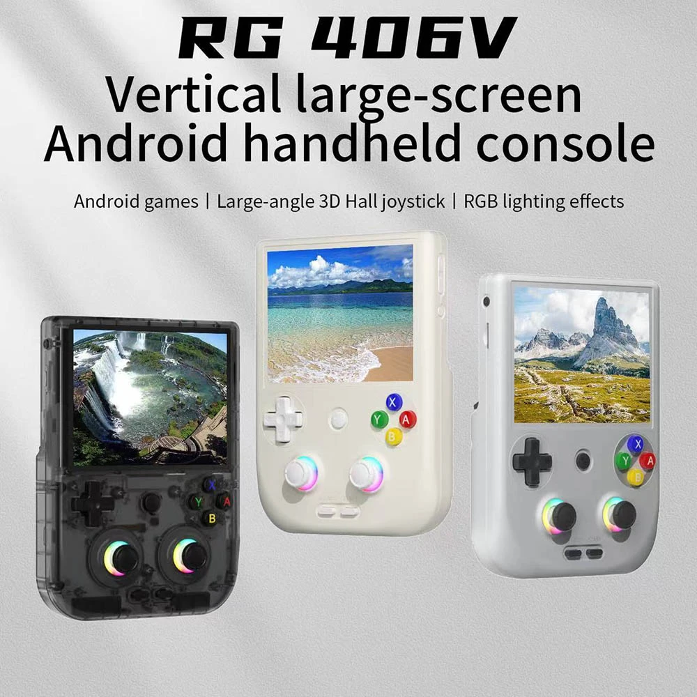 ANBERNIC RG406V Android 13 Game Console, 4-inch 960*720P IPS Touchscreen, 8GB LPDDR4 +128GB UFS2.2, 256GB TF Card 9000+ Games, 1080p Output, 5G WiFi, Bluetooth 5.0, Moonlight Streaming - Black