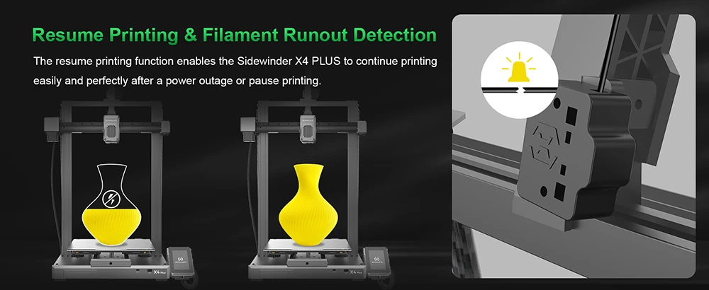 Artillery Sidewinder X4 Plus 3D Printer, 300*300*400mm, 500mm/s Print Speed, 300℃ High-temp Printing, XY-Metal Linear Guide Rail, Auto Levelling, 8000 rpm Efficient Cooling Fans