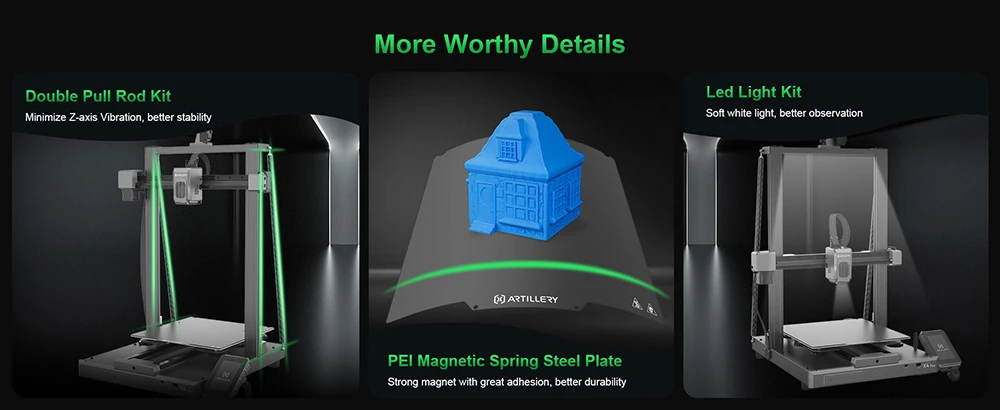 Artillery Sidewinder X4 Plus 3D Printer, 300*300*400mm, 500mm/s Print Speed, 300℃ High-temp Printing, XY-Metal Linear Guide Rail, Auto Levelling, 8000 rpm Efficient Cooling Fans