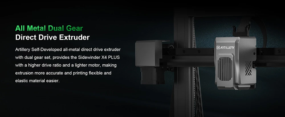 Artillery Sidewinder X4 Plus 3D Printer, 300*300*400mm, 500mm/s Print Speed, 300℃ High-temp Printing, XY-Metal Linear Guide Rail, Auto Levelling, 8000 rpm Efficient Cooling Fans