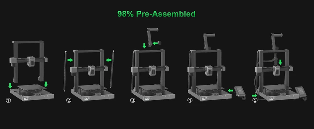 Artillery Sidewinder X4 Pro 3D Printer, 240*240*260mm, 500mm/s Printing Speed, X Y-axis Linear Rail, Direct Drive Extruder, 81 Points Auto Levelling, Double Pull Rod, Auto Cleaning Nozzle