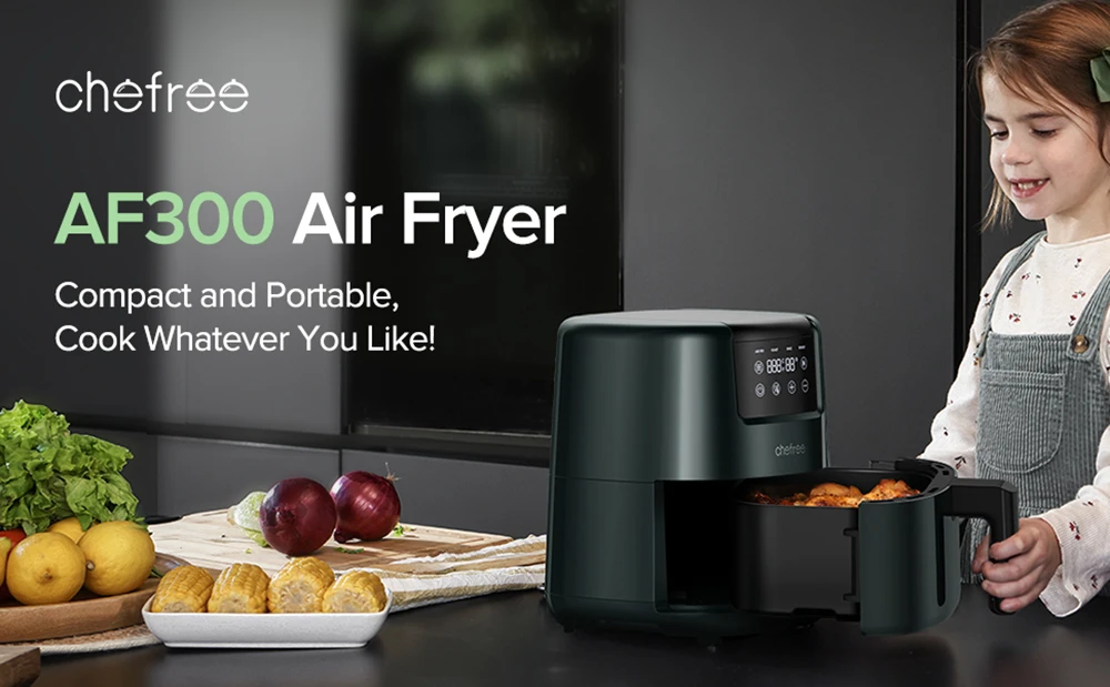 CHEFREE AF300 Air Fryer, 2 Litre, 4-in-1 Multicooker, Digital Touchscreen, Nonstick, Dishwasher Safe, Less Oil, Low Noise, 900W Power