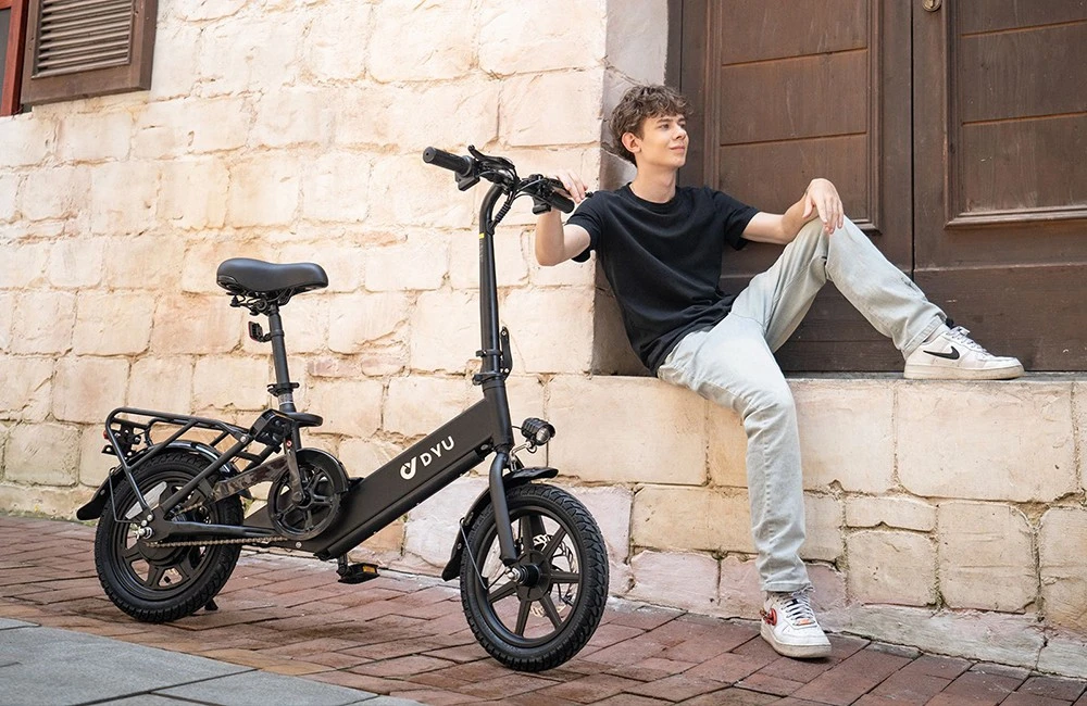 DYU C3 Folding Electric Bike, 250W Motor, 36V 7.5AH Battery, 14 Inch Tires, 25km/h Max Speed, 37km Range, Front & Rear Disc Brakes