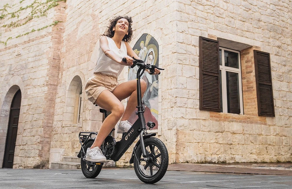 DYU C3 Folding Electric Bike, 250W Motor, 36V 7.5AH Battery, 14 Inch Tires, 25km/h Max Speed, 37km Range, Front & Rear Disc Brakes