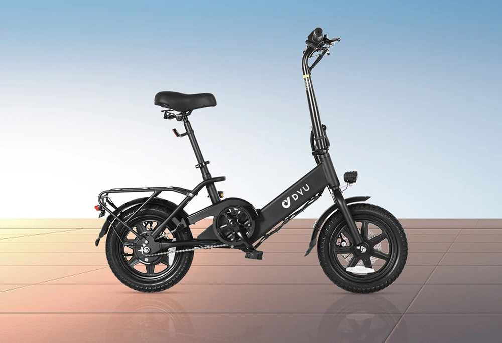 DYU C3 Folding Electric Bike, 250W Motor, 36V 7.5AH Battery, 14 Inch Tires, 25km/h Max Speed, 37km Range, Front & Rear Disc Brakes