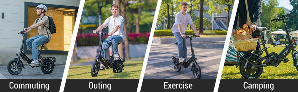 DYU C3 Folding Electric Bike, 250W Motor, 36V 7.5AH Battery, 14 Inch Tires, 25km/h Max Speed, 37km Range, Front & Rear Disc Brakes