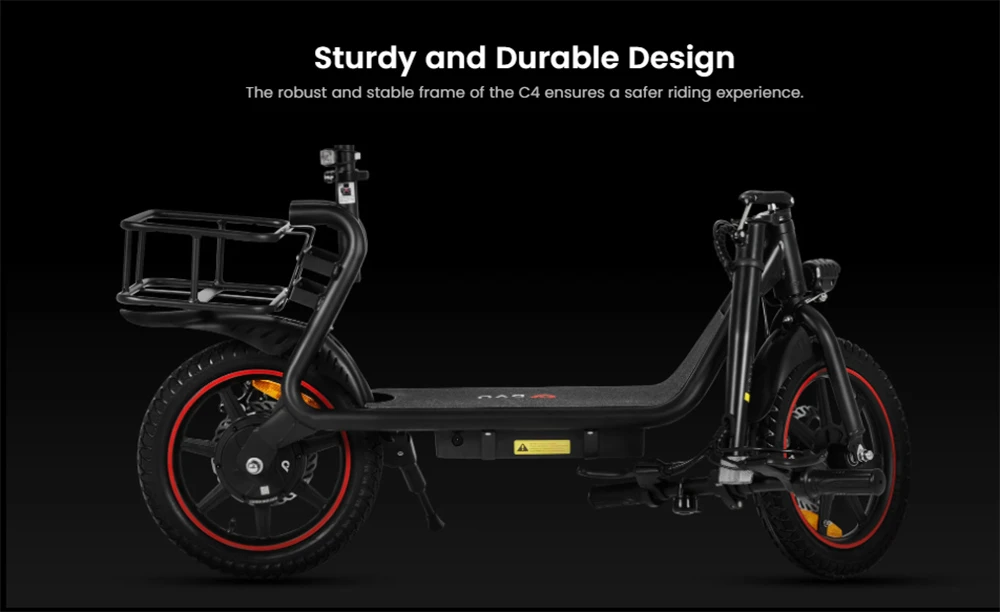 DYU C4 Folding Electric Scooter, 250W Motor, 36V 10AH Battery, 14 Inch Tires, 25km/h Max Speed, 42km Range, Front & Rear Disc Brakes