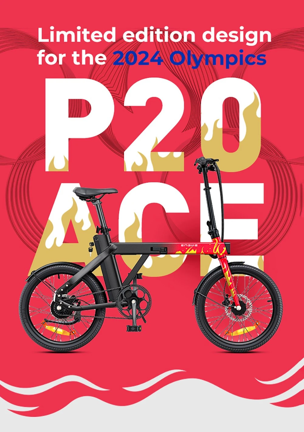 ENGWE P20 Ace Limited Edition Folding Electric Bike, 250W Silent Motor Torque Sensor, Carbon Belt, 36V 9.6Ah Battery, 100km Range, 25km/h Max Speed, Hydraulic Disc Brake, 18.5kg Light Weight, Turn Signal