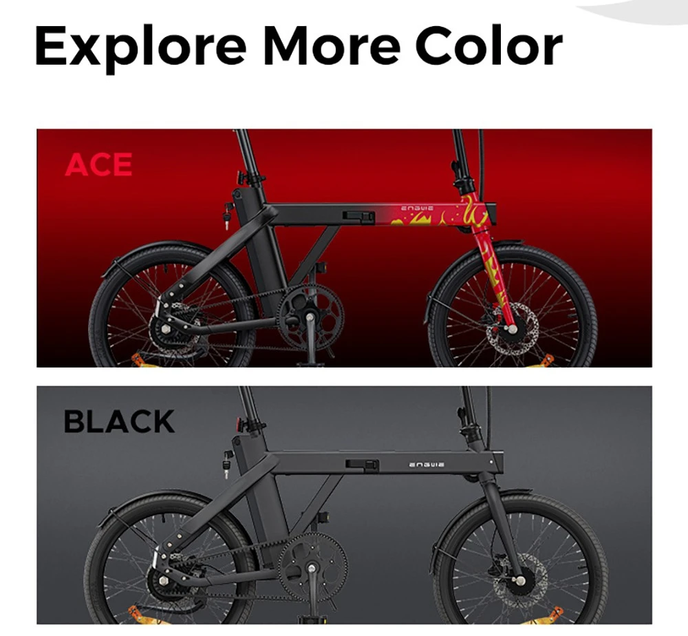 ENGWE P20 Ace Limited Edition Folding Electric Bike, 250W Silent Motor Torque Sensor, Carbon Belt, 36V 9.6Ah Battery, 100km Range, 25km/h Max Speed, Hydraulic Disc Brake, 18.5kg Light Weight, Turn Signal