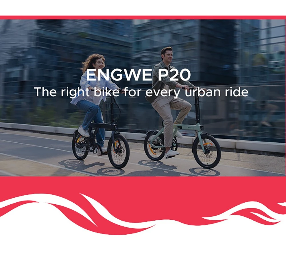 ENGWE P20 Ace Limited Edition Folding Electric Bike, 250W Silent Motor Torque Sensor, Carbon Belt, 36V 9.6Ah Battery, 100km Range, 25km/h Max Speed, Hydraulic Disc Brake, 18.5kg Light Weight, Turn Signal