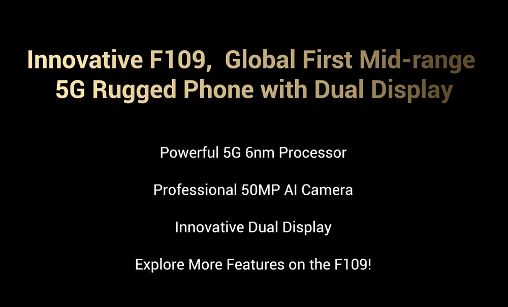 FOSSiBOT F109 5G Rugged Phone, with Dual Display, 6.475inch Screen, 8GB RAM+256GB ROM, 50MP AI Camera, 10600mAh Battery, Android 14 OS, NFC