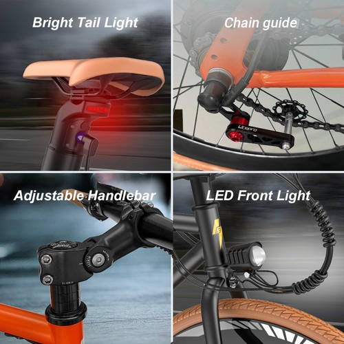 Fafrees F1 elektrijalgratas, 250W mootor, 36V 10AH aku, CST 700C*38C rehvid, max kiirus 25 km/h, max vahemaa 90 km, topelt mehaanilised ketaspidurid - oranž valge