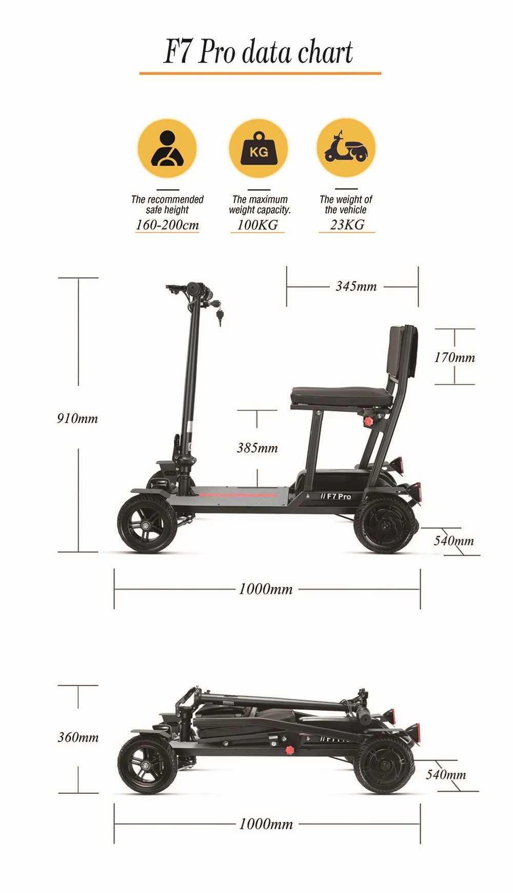 Freejoyer F7 Pro Four-wheel Electric Scooter with Seat, 300W Motor, 36V 13AH Battery, 15km/h Max Speed, 35km Max Range - Black