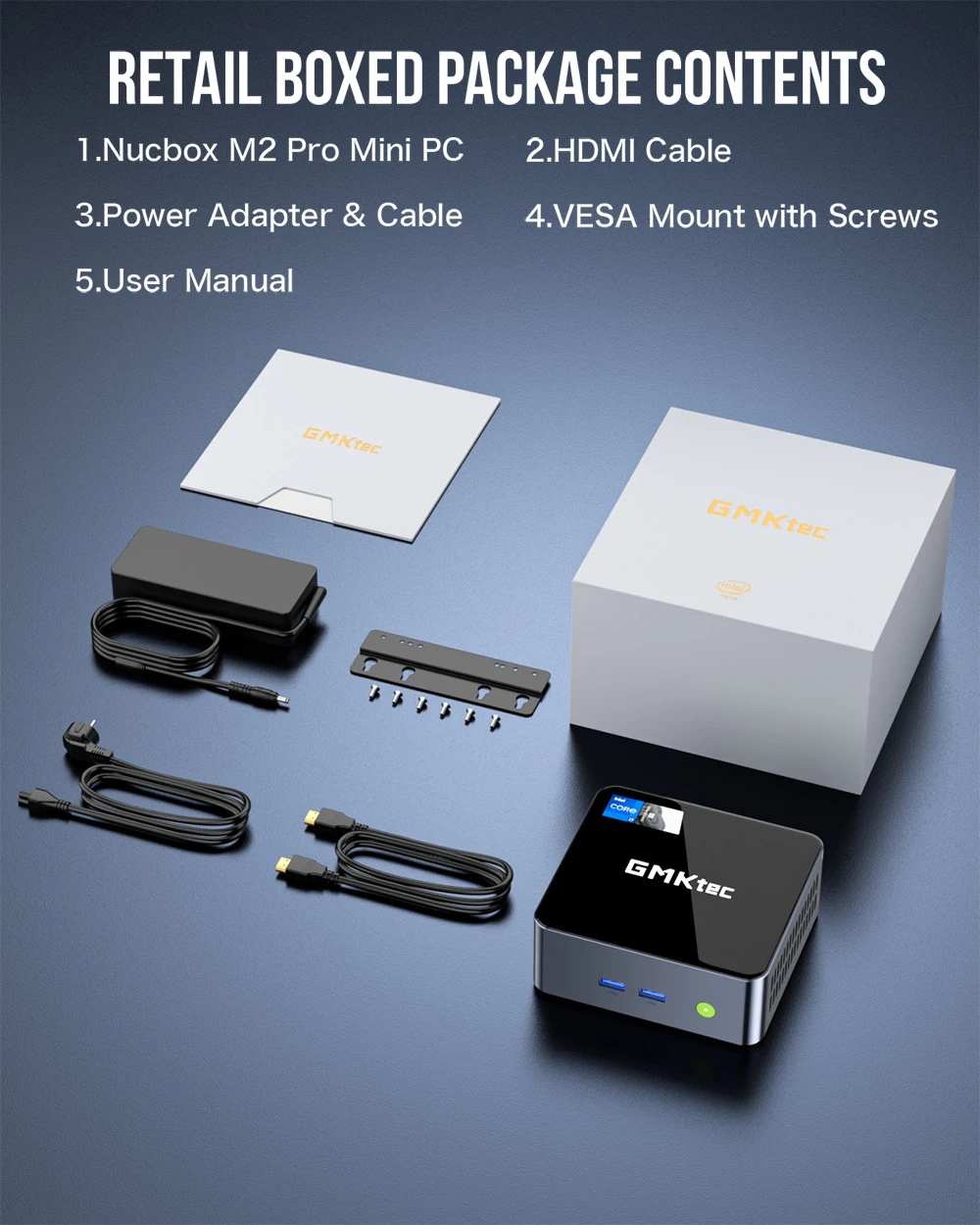 GMKtec M2 Pro Mini PC, Intel i7-1195G7 4 Cores Max 5.0GHz, 16GB RAM 1TB SSD, WiFi 6 Bluetooth 5.2, 2*HDMI+Type-C 4K@60Hz Triple Screen Display, 4*USB3.2 1*RJ45 1*3.5mm Headset Jack - EU Plug