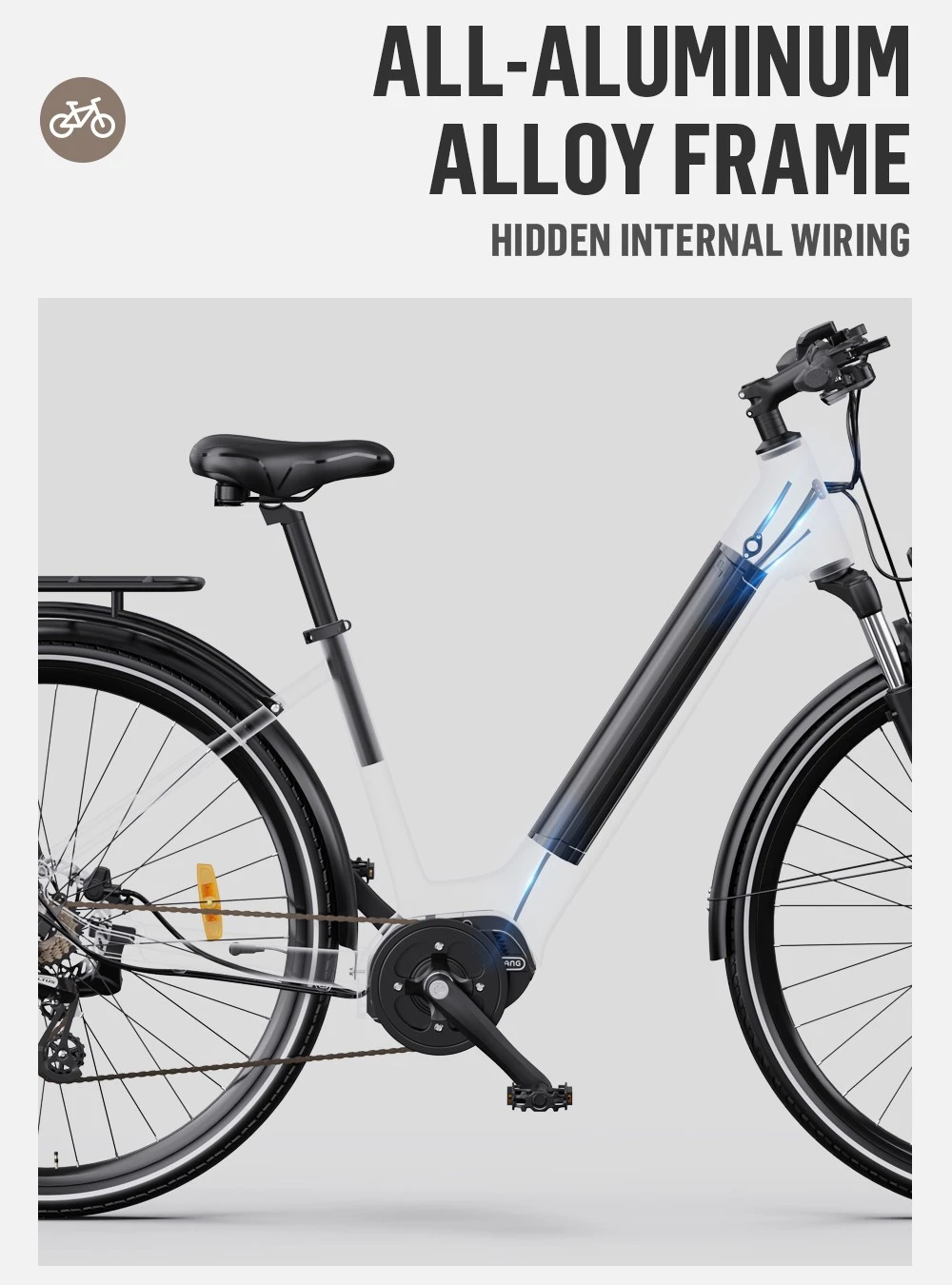 Bicicleta electrica ONESPORT OT07, motor BAFANG 250W, baterie 36V 10.4AH, 27.5