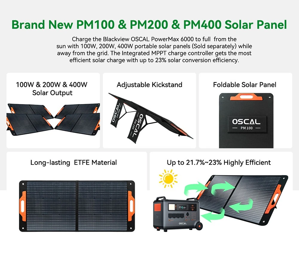 Oscal PowerMax6000 6000W Rugged Power Station, 3600Wh to 57600Wh LiFePO4 Battery, 14 Outlets, 120V/240V Dual Voltage Output, 3500+ Life Circle, Smart APP Control, 5 LED Light Modes, Morse Code Signal