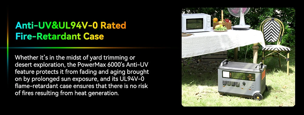 Oscal PowerMax6000 6000W Rugged Power Station, 3600Wh to 57600Wh LiFePO4 Battery, 14 Outlets, 120V/240V Dual Voltage Output, 3500+ Life Circle, Smart APP Control, 5 LED Light Modes, Morse Code Signal