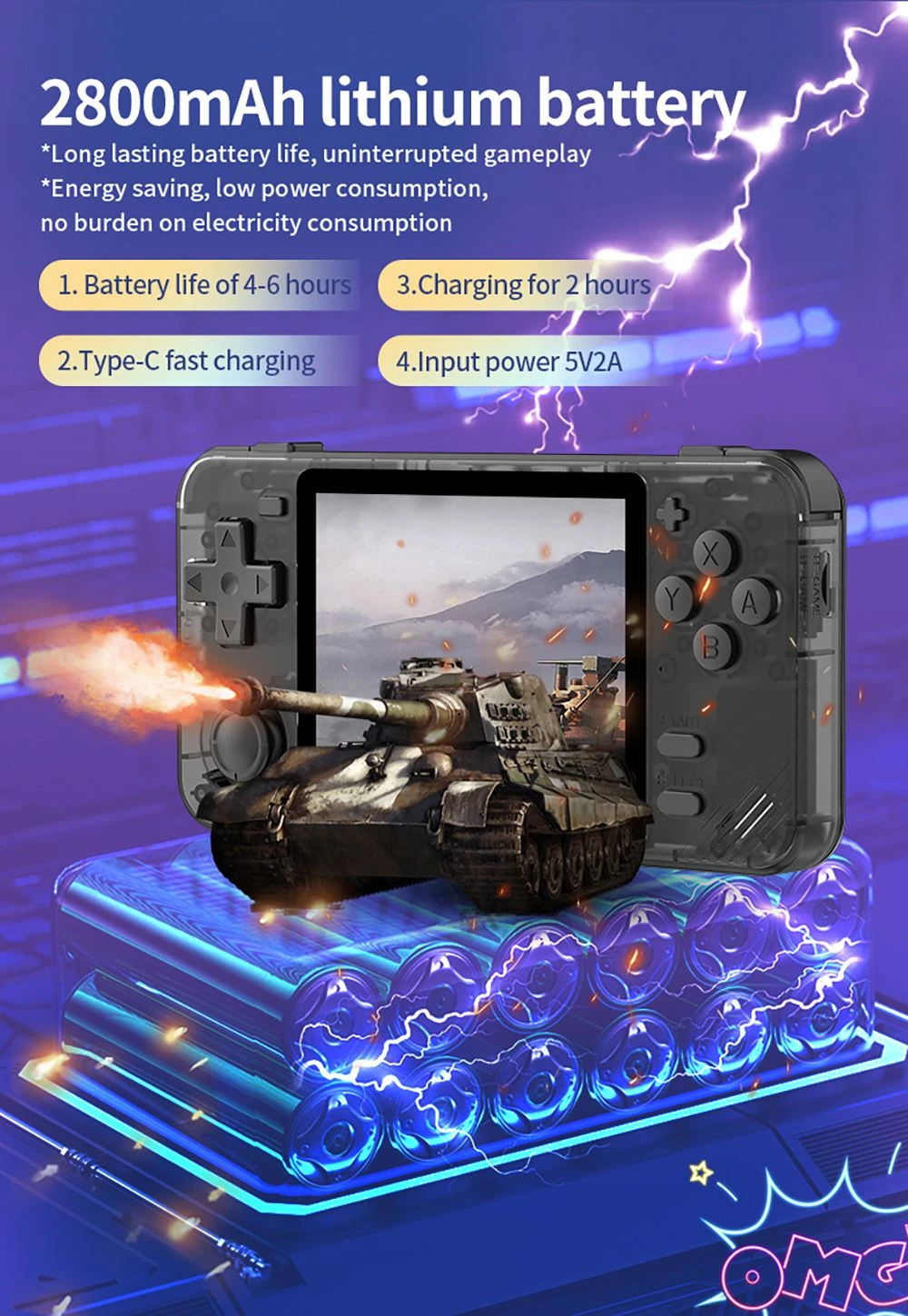Powkiddy RGB10X Handheld Game Console, Open Source Linux, 3.5-inch 640*480 IPS Screen, 64GB TF Card, 64-bit 3D Simulators, 6 Hours Autonomy - Grey