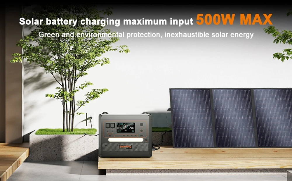 SolarPlay Q2402M Portable Power Station, 2304Wh 2500W LiFePO4 Battery, 1100W Input Power, 12 Output, Full Charge in 1.5H