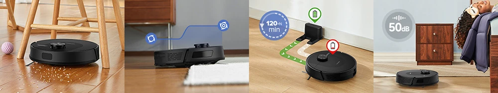 Ultenic D10 Robot Vacuum Cleaner, 15min LiDAR Quick Map, 4000Pa Suction, 120min Runtime, Carpet Auto-Boost, No-Go Zone, Time Scheduled, Siri/Alexa/APP Remote Control, for Hardwood, Tiles, Carpet, etc.