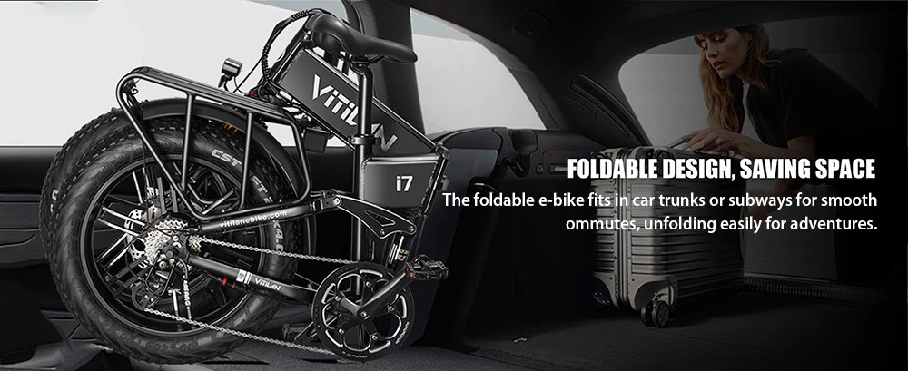 Vitilan I7 Pro 3.0 Electric Bike, 750W Motor, 48V 20Ah Battery, 20*4.0-inch Fat Tire, 45km/h Max Speed, 110km Max Range, Hydraulic Disc Brake, Hydraulic Suspension Rear Shock, Air Suspension Front Fork, Shimano 8 Speed - Black