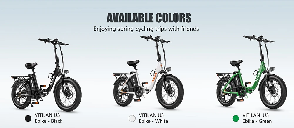 Vitilan U3 Electric Bike, 750W Motor, 48V 13AH Battery, 20*4.0-inch Tires, 45km/h Max Speed, 65km Max Range, Mechanical Disc Brake, Suspension Front Fork, Shimano 7 Speed, LCD Display - Green