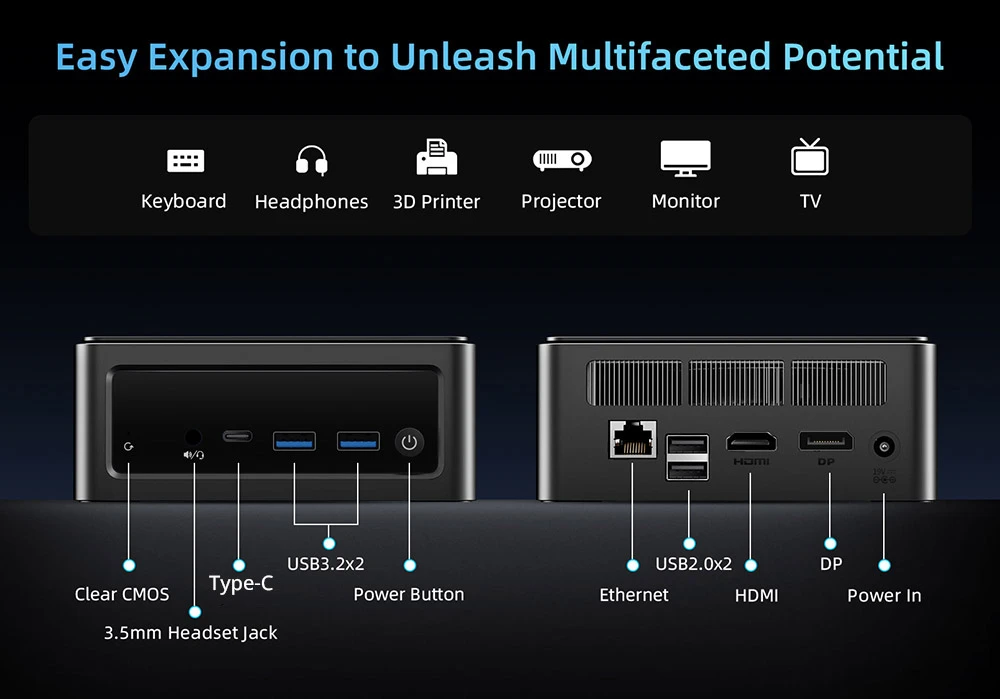 BMAX B9 Power Mini PC, Intel Core i9-12900H 14 Cores Max 5.0GHz, 24GB LPDDR5 RAM 1TB SSD, DP+HDMI+Type-C 4K Triple Display, Support Dynamic HDR, WiFi 6 Bluetooth 5.2, 2*USB 3.2 2*USB 2.0 1*RJ45 1*3.5mm Headset Jack, Space Capsule Cooling System