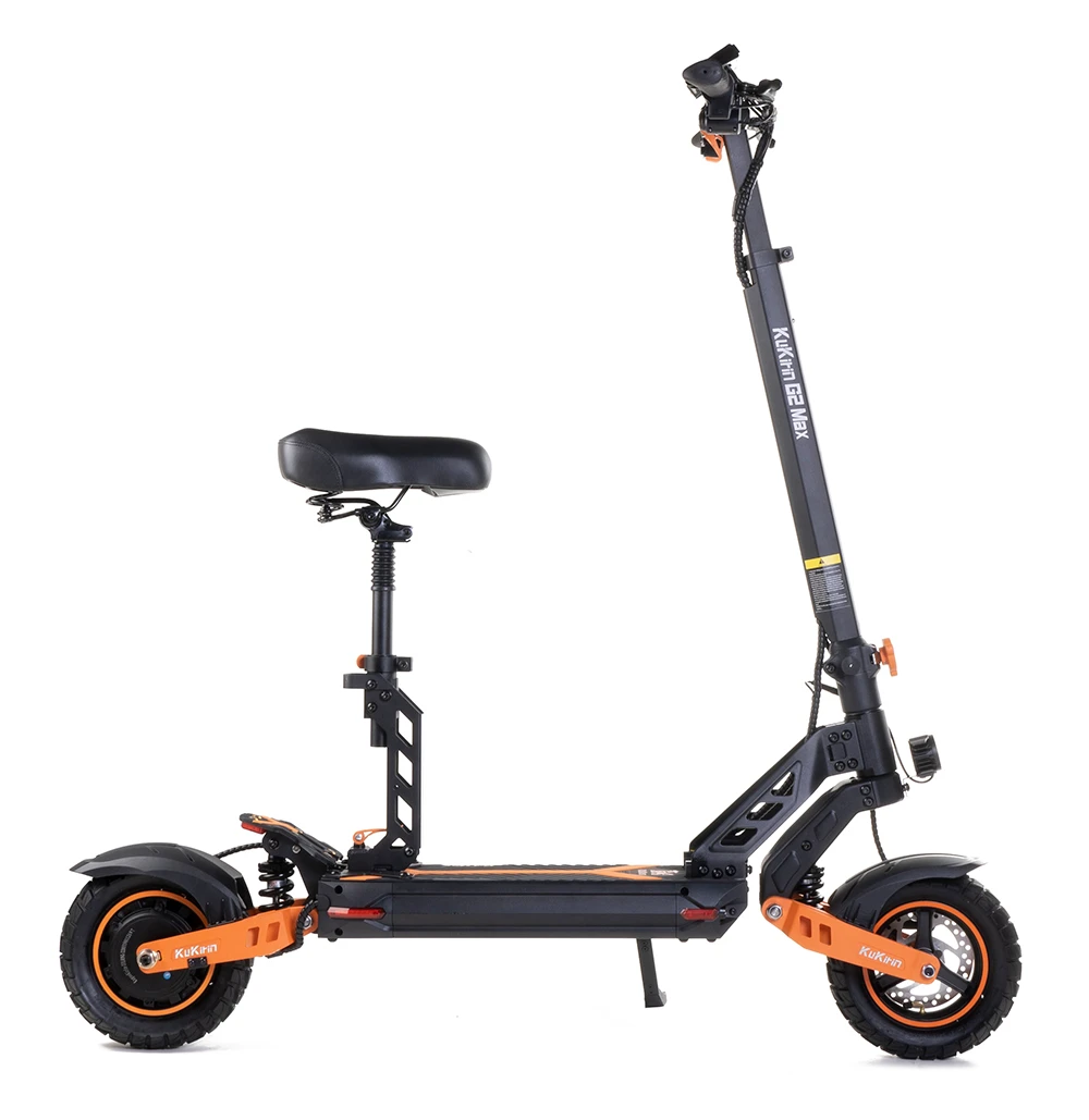 Trottinette électrique KuKirin G2 Max Pneus tout-terrain de 10 pouces Moteur 1000 W Vitesse maximale de 55 km/h Batterie 48 V 20 Ah Autonomie de 80 km Charge maximale de 120 kg Siège amovible Hauteur réglable