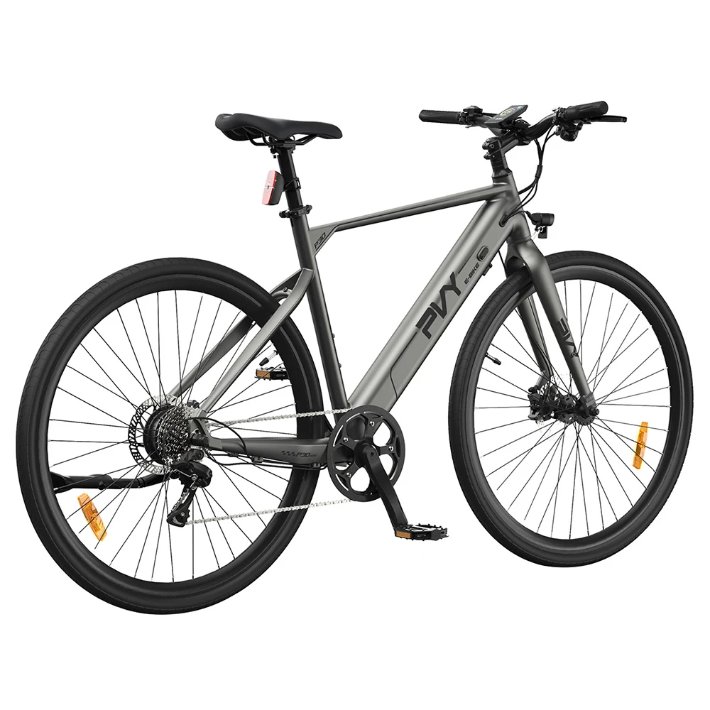 PVY P30 Electric Bike 27.5*2.1-inch Tire 500W Motor 50N.M Torque Sensor 36V 13.5Ah Battery 100km Max Range Hydraulic Disc Brake SHIMANO 9-speed Aluminum Alloy IP66 Waterproof - Grey