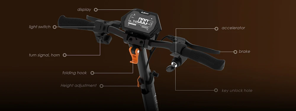 Trottinette électrique KuKirin G2 Max Pneus tout-terrain de 10 pouces Moteur 1000 W Vitesse maximale de 55 km/h Batterie 48 V 20 Ah Autonomie de 80 km Charge maximale de 120 kg Siège amovible Hauteur réglable