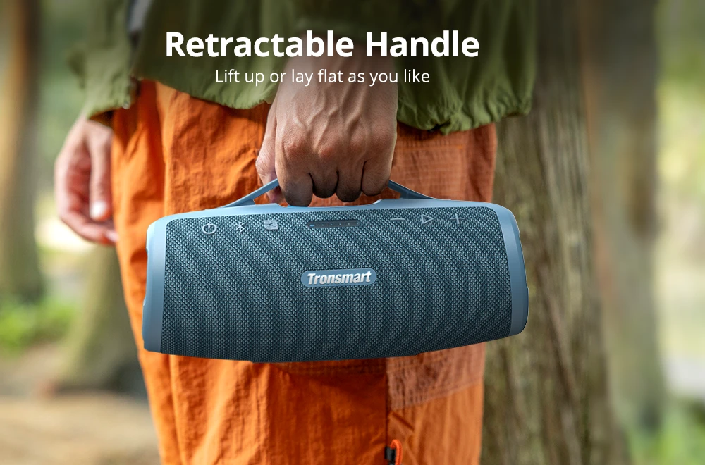 Tronsmart Mirtune S100 Portable Outdoor Speaker, Bluetooth 5.3, Customizable EQ, 50W Output, 20 Hours of Playtime, IPX7 Waterproof, Retractable Handle - Blue