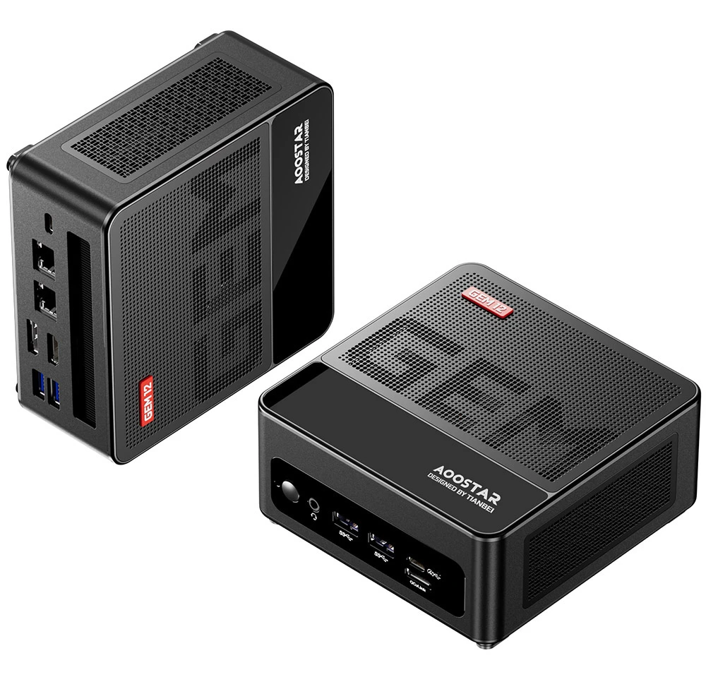 AOOSTAR GEM12 Mini PC, AMD Ryzen 9 6900HX 8 Core Up to 4.9GHz, 32GB DDR5 RAM 1TB PCle 4.0 SSD, HDMI 2.1 + DP 1.4+ USB 4 + Type-C 4K 120Hz Four Screen Display, WiFi 6 Bluetooth 5.2, 2*2.5G LAN, 2*USB3.2  2*USB2.0 1*Oculink