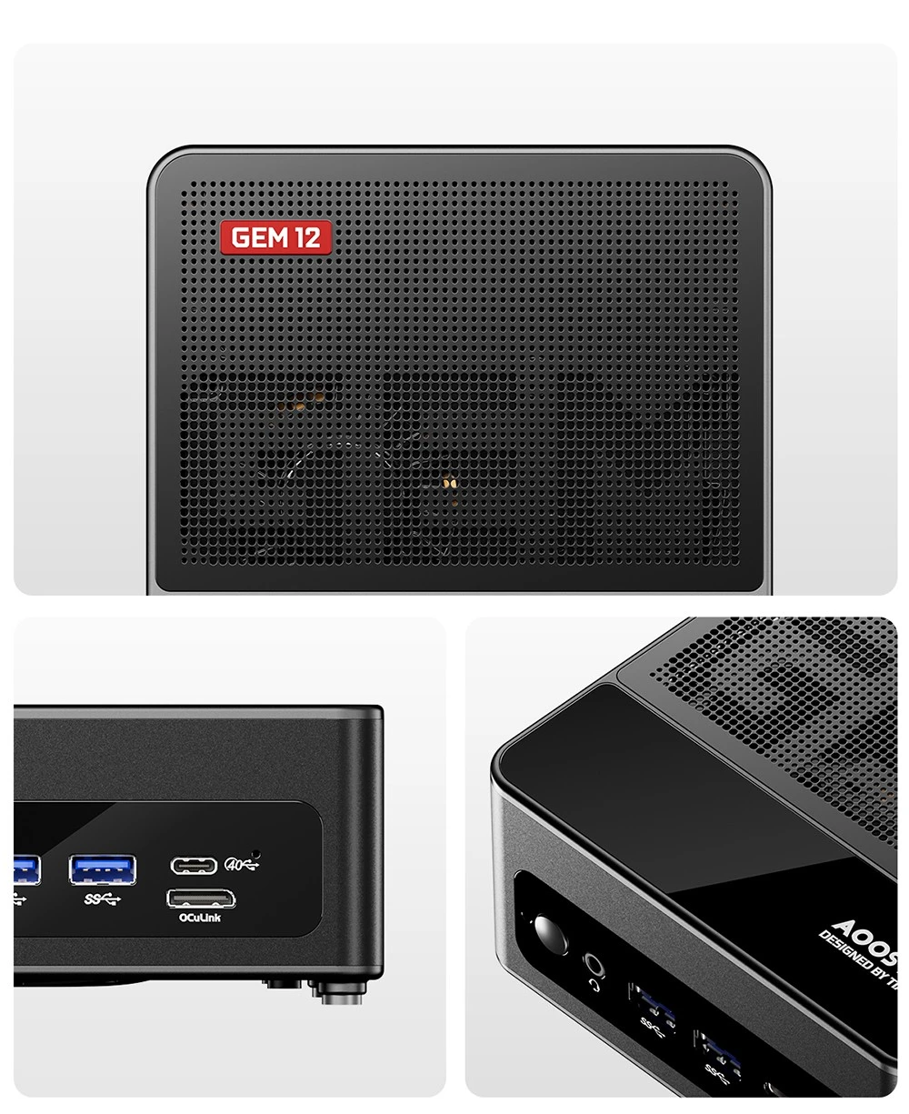 AOOSTAR GEM12 Mini PC, AMD Ryzen 9 6900HX 8 Core Up to 4.9GHz, 32GB DDR5 RAM 1TB PCle 4.0 SSD, HDMI 2.1 + DP 1.4+ USB 4 + Type-C 4K 120Hz Four Screen Display, WiFi 6 Bluetooth 5.2, 2*2.5G LAN, 2*USB3.2  2*USB2.0 1*Oculink