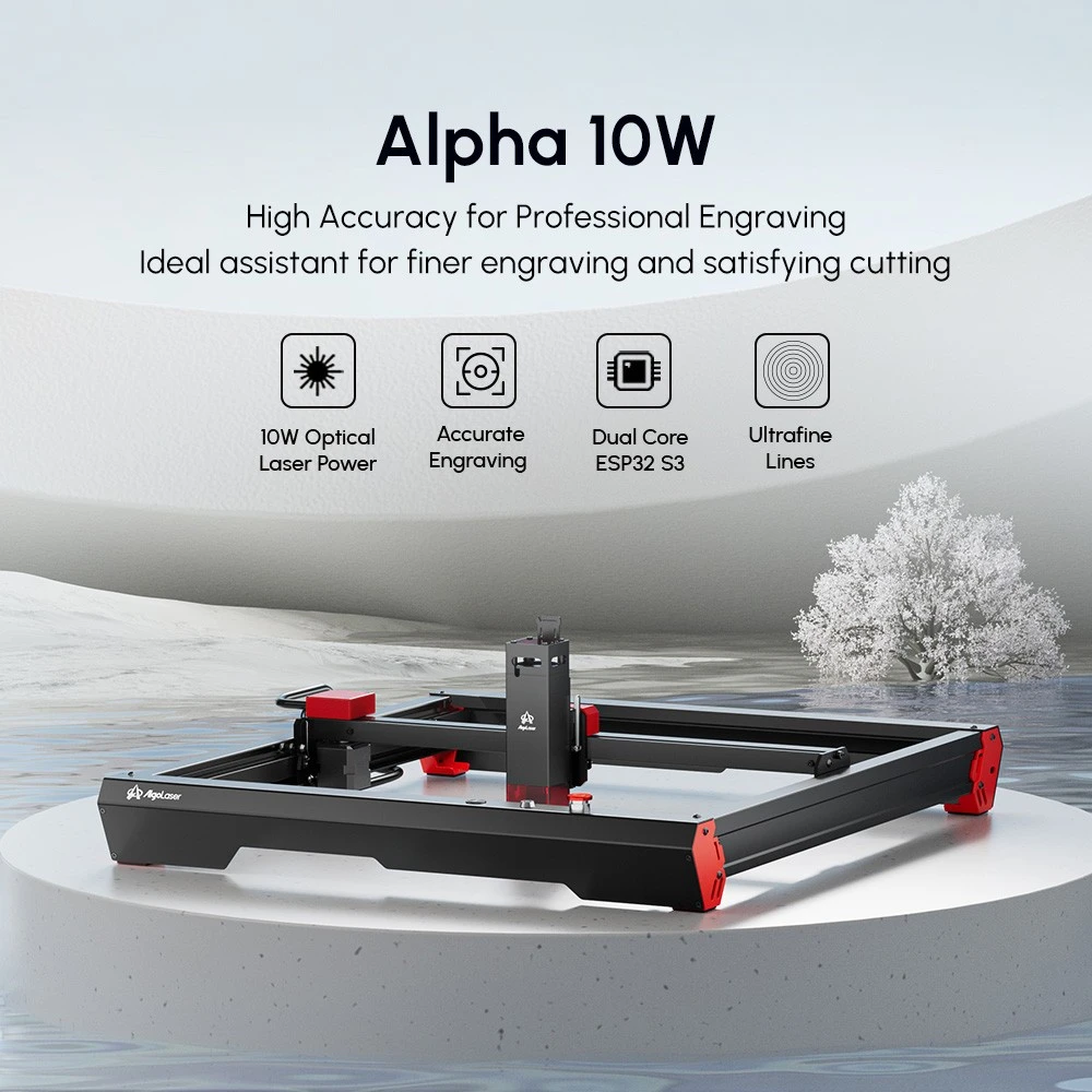 AlgoLaser Alpha 10W Laser Engraver, 400mm/s Engraving Speed, 400*400mm (157.5*157.5inch)