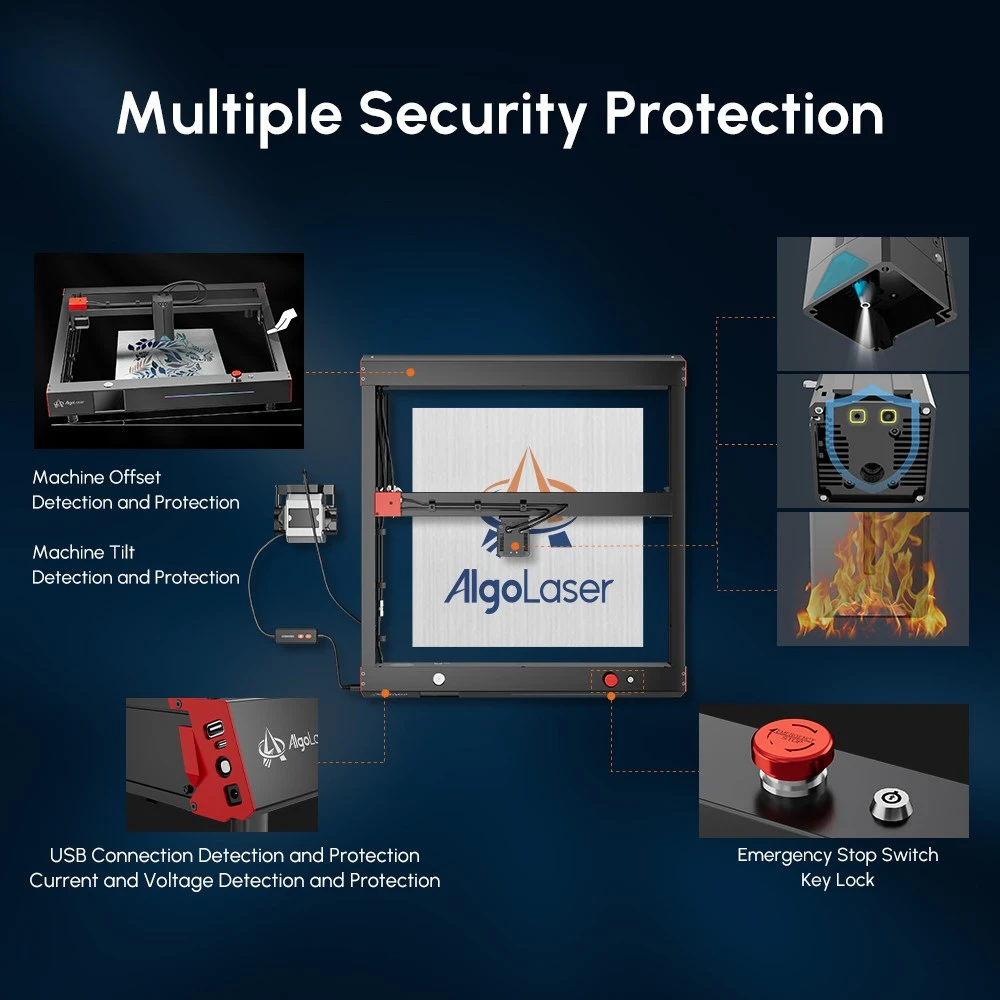 Лазерный гравер AlgoLaser Delta 22 Вт, с воздушным насосом, скорость гравировки 500 мм/с, 440*415 мм (173,2*163,4 дюйма)