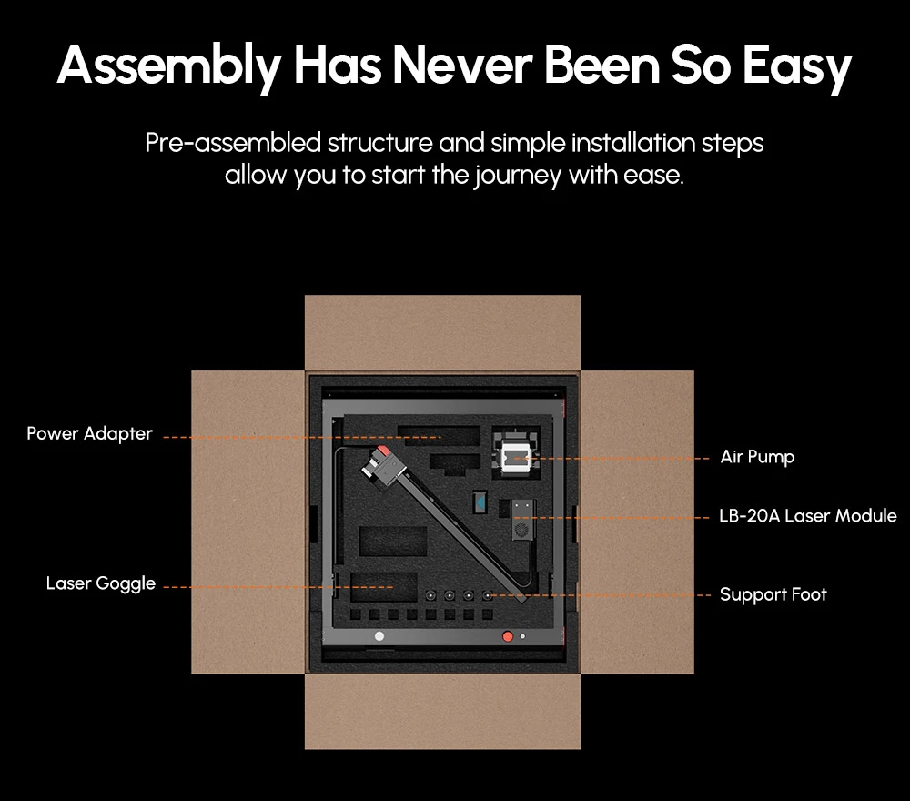 Лазерный гравер AlgoLaser Delta 22 Вт, с воздушным насосом, скорость гравировки 500 мм/с, 440*415 мм (173,2*163,4 дюйма)